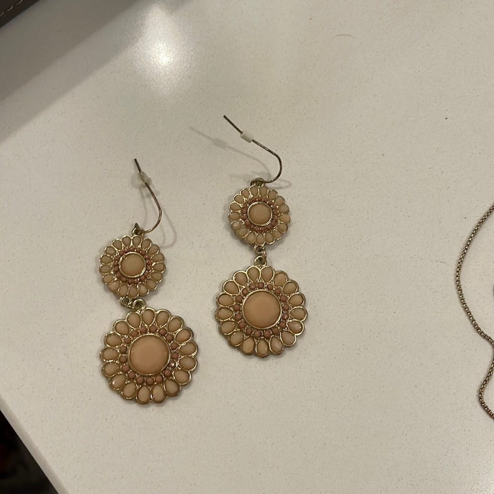 Gold and nude earrings